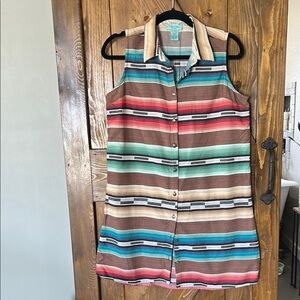 Tasha Polizzi Striped Sleeveless Button-Up Dress